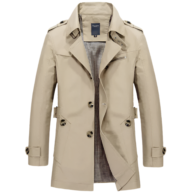 Men’s Double-Breasted Mid-Length Trench Coat