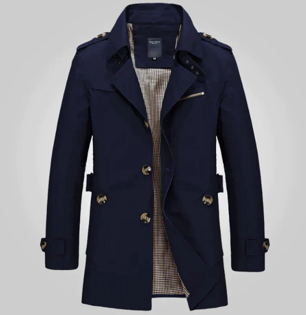 Men’s Double-Breasted Mid-Length Trench Coat