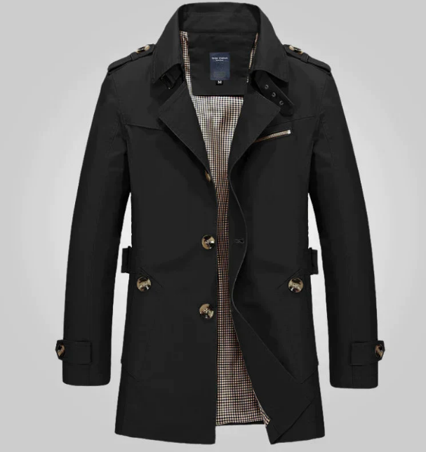 Men’s Double-Breasted Mid-Length Trench Coat
