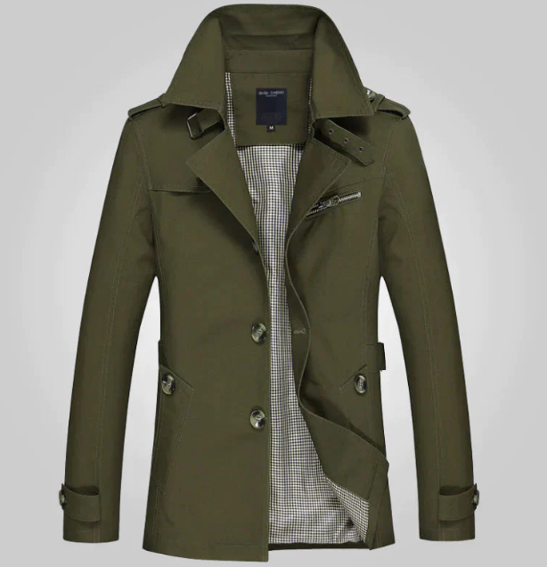 Men’s Double-Breasted Mid-Length Trench Coat