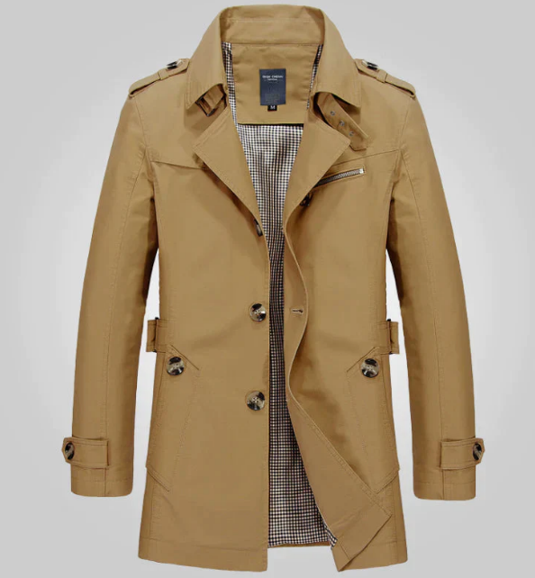 Men’s Double-Breasted Mid-Length Trench Coat