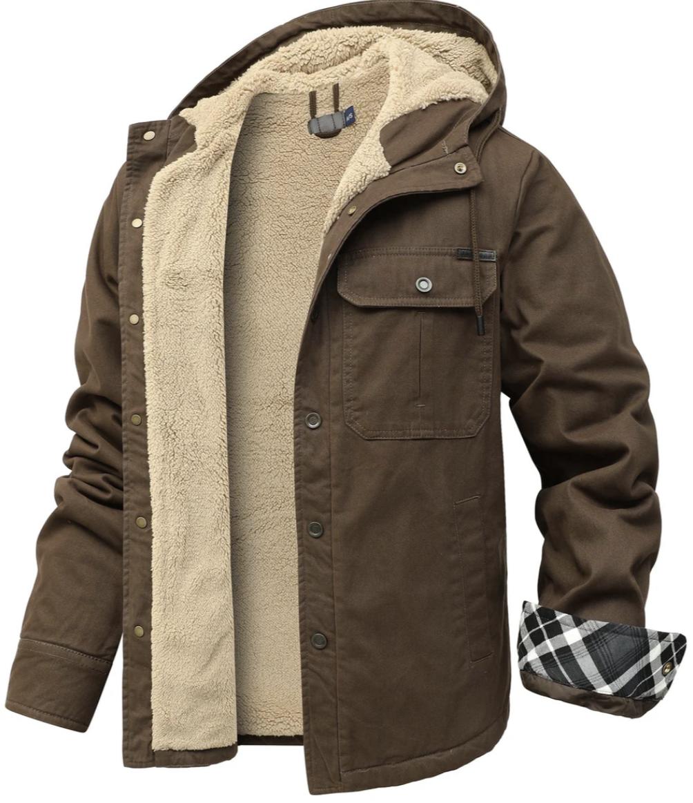 Men’s Sherpa-Lined Canvas Jacket | Hooded Winter Workwear | Heavyweight Outerwear Canada