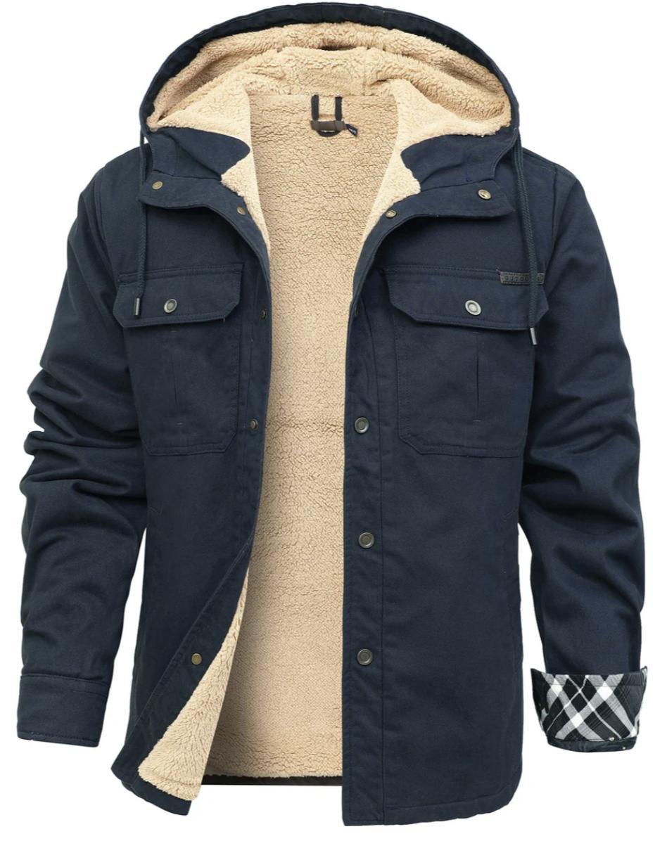 Men’s Sherpa-Lined Canvas Jacket | Hooded Winter Workwear | Heavyweight Outerwear Canada