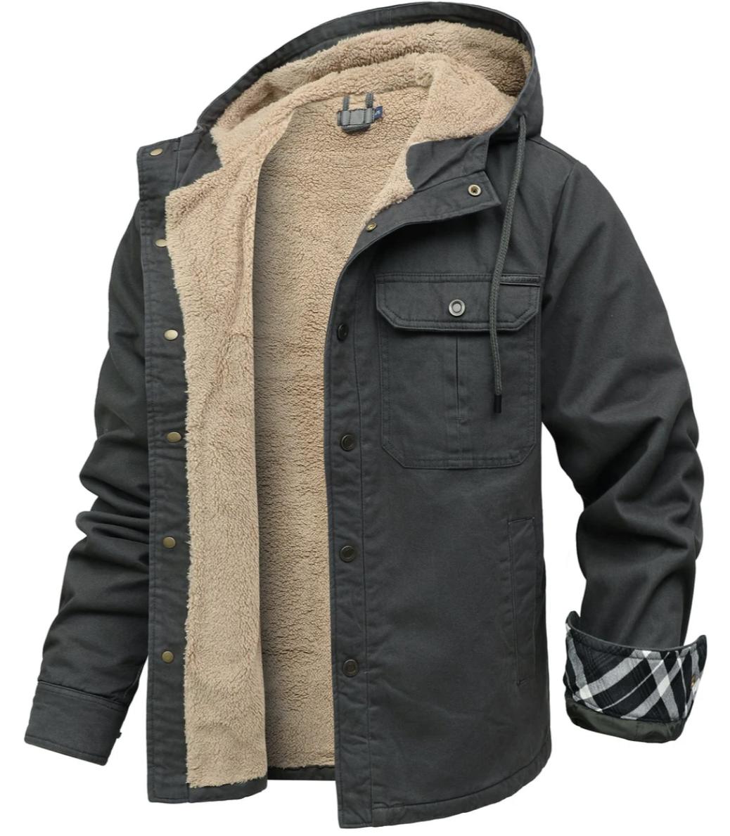 Men’s Sherpa-Lined Canvas Jacket | Hooded Winter Workwear | Heavyweight Outerwear Canada