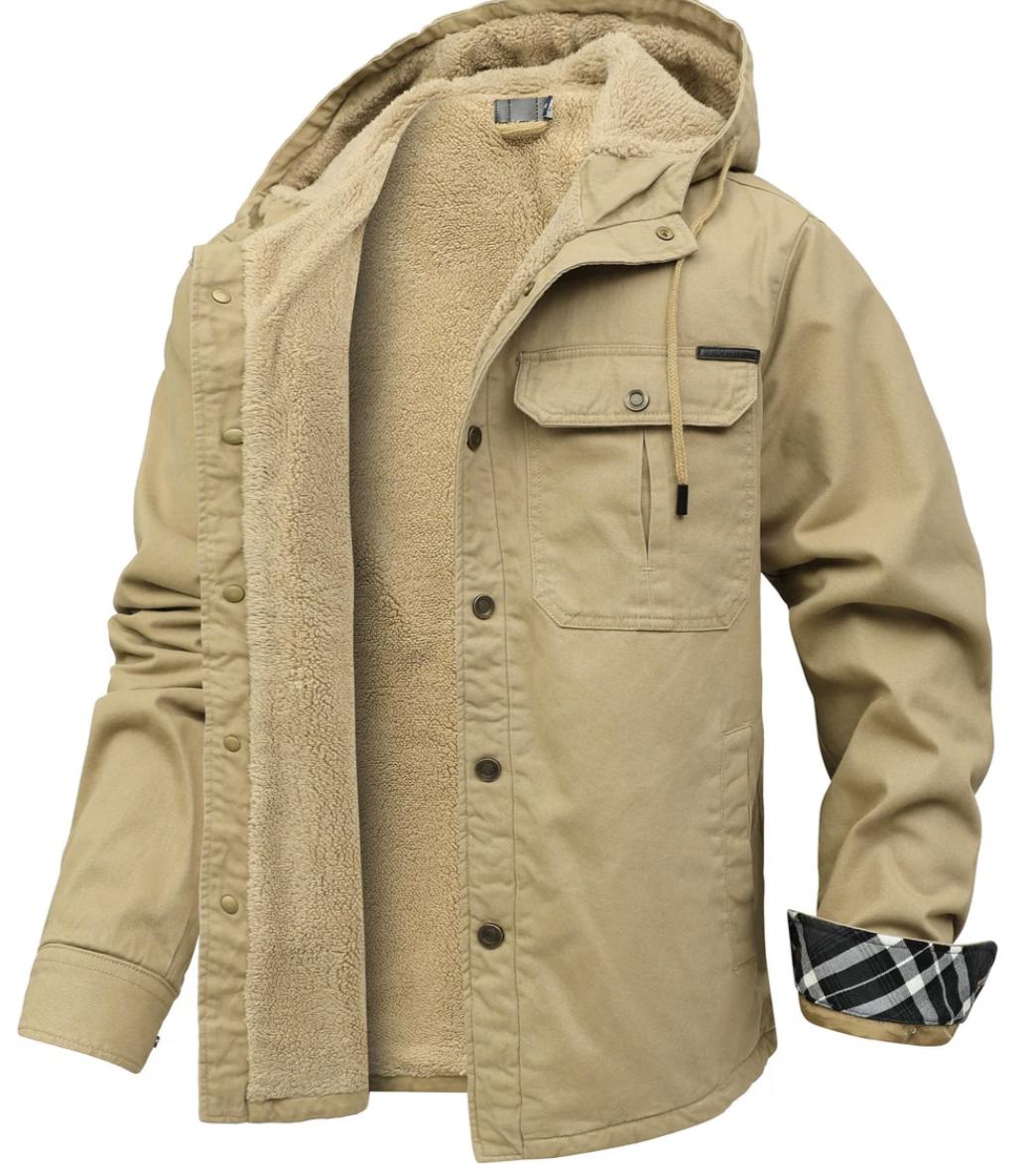 Men’s Sherpa-Lined Canvas Jacket | Hooded Winter Workwear | Heavyweight Outerwear Canada