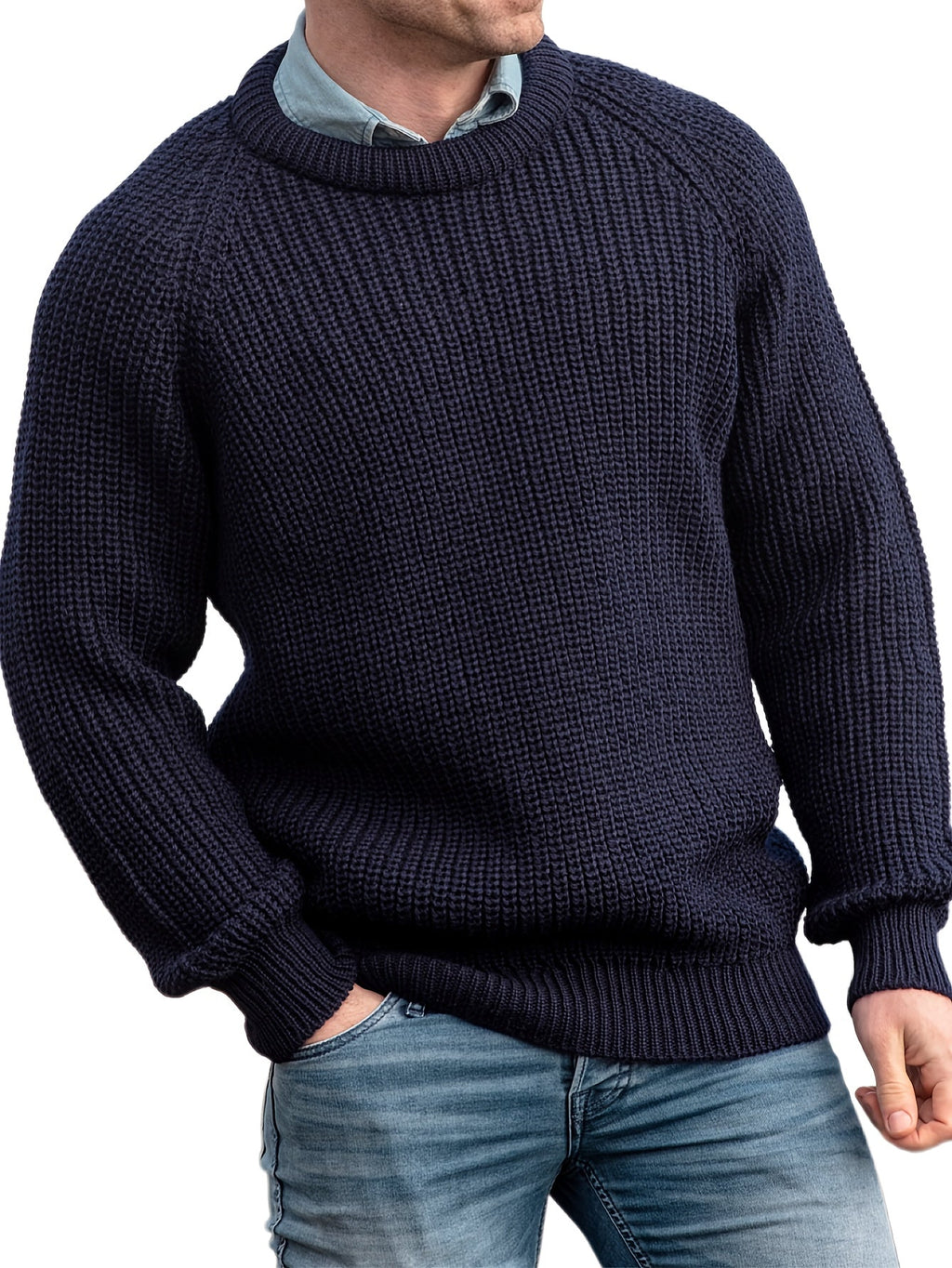 Men’s Crewneck Fisherman Knit Sweater